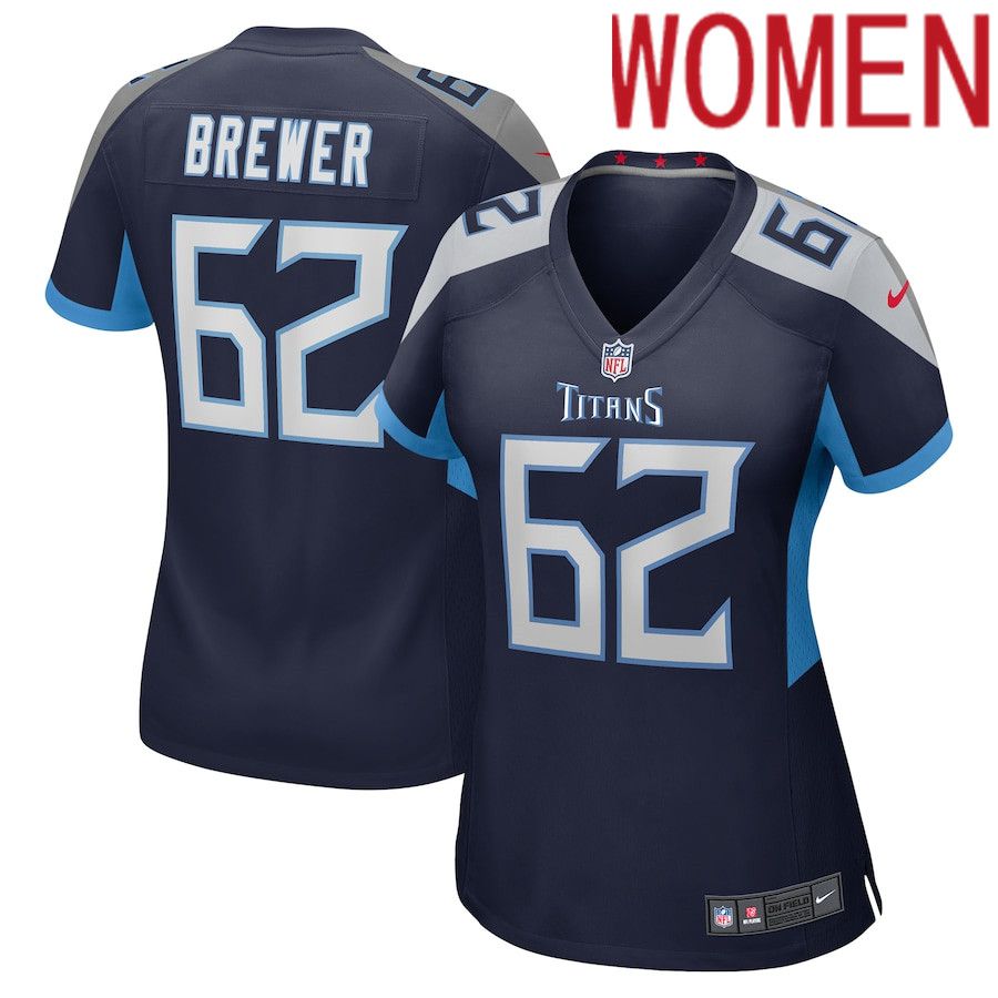 Women Tennessee Titans #62 Aaron Brewer Nike Navy Game NFL Jersey->women nfl jersey->Women Jersey
